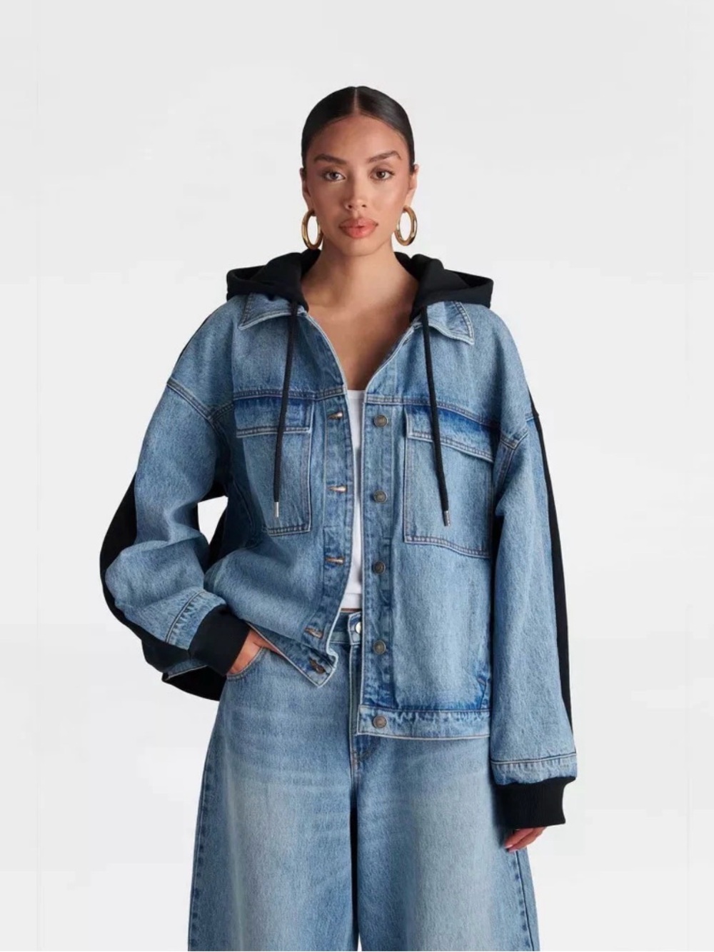 KBB by KAHLANA 'The Denim and Fleece Hoodie' -